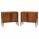 unagusta mid century walnut curved nightstands - pair