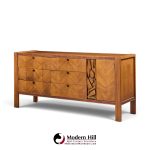 united tiki brutalist mid century walnut lowboy dresser