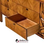 united tiki brutalist mid century walnut lowboy dresser