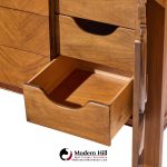 united tiki brutalist mid century walnut lowboy dresser