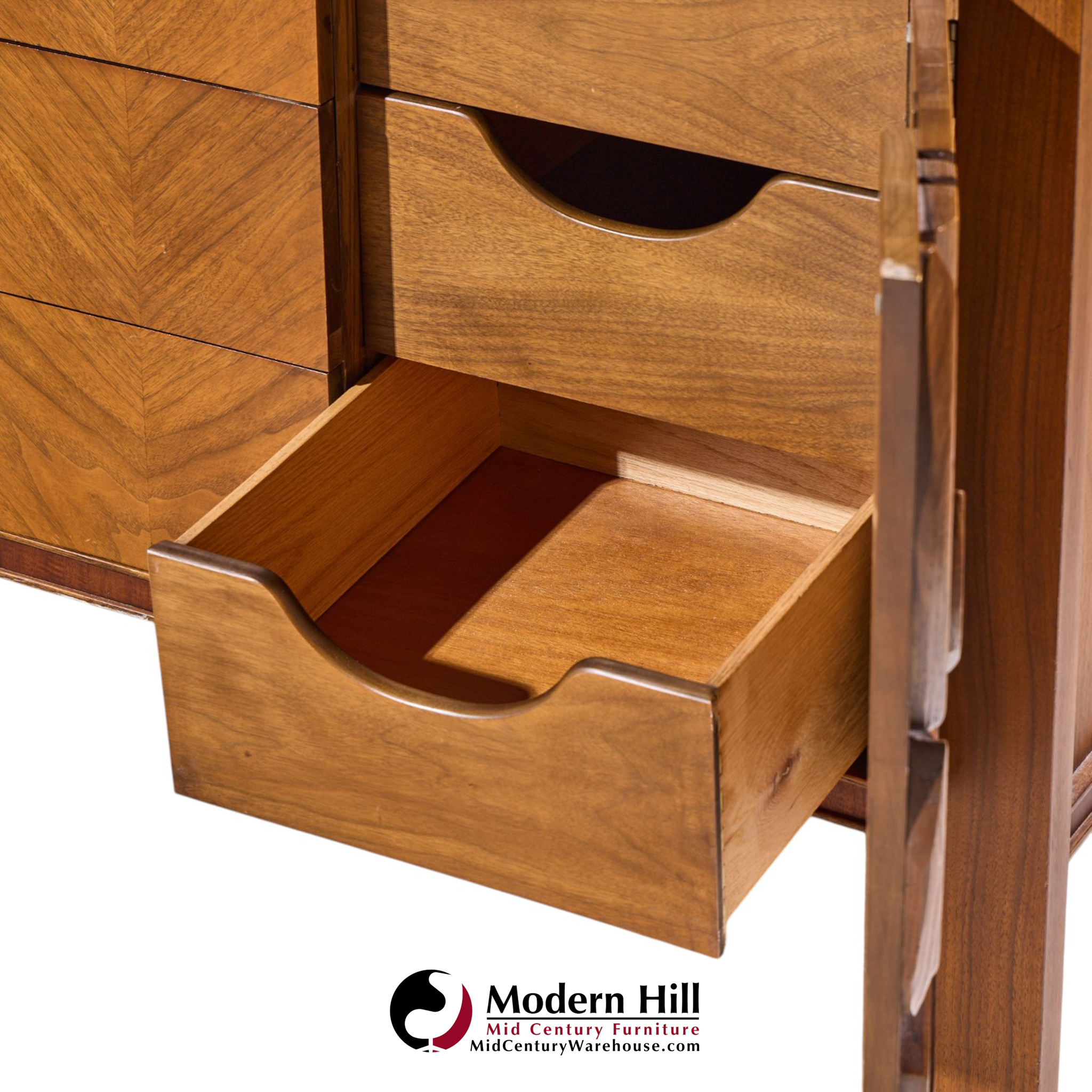 united tiki brutalist mid century walnut lowboy dresser