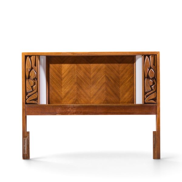 united tiki brutalist mid century walnut queen headboard