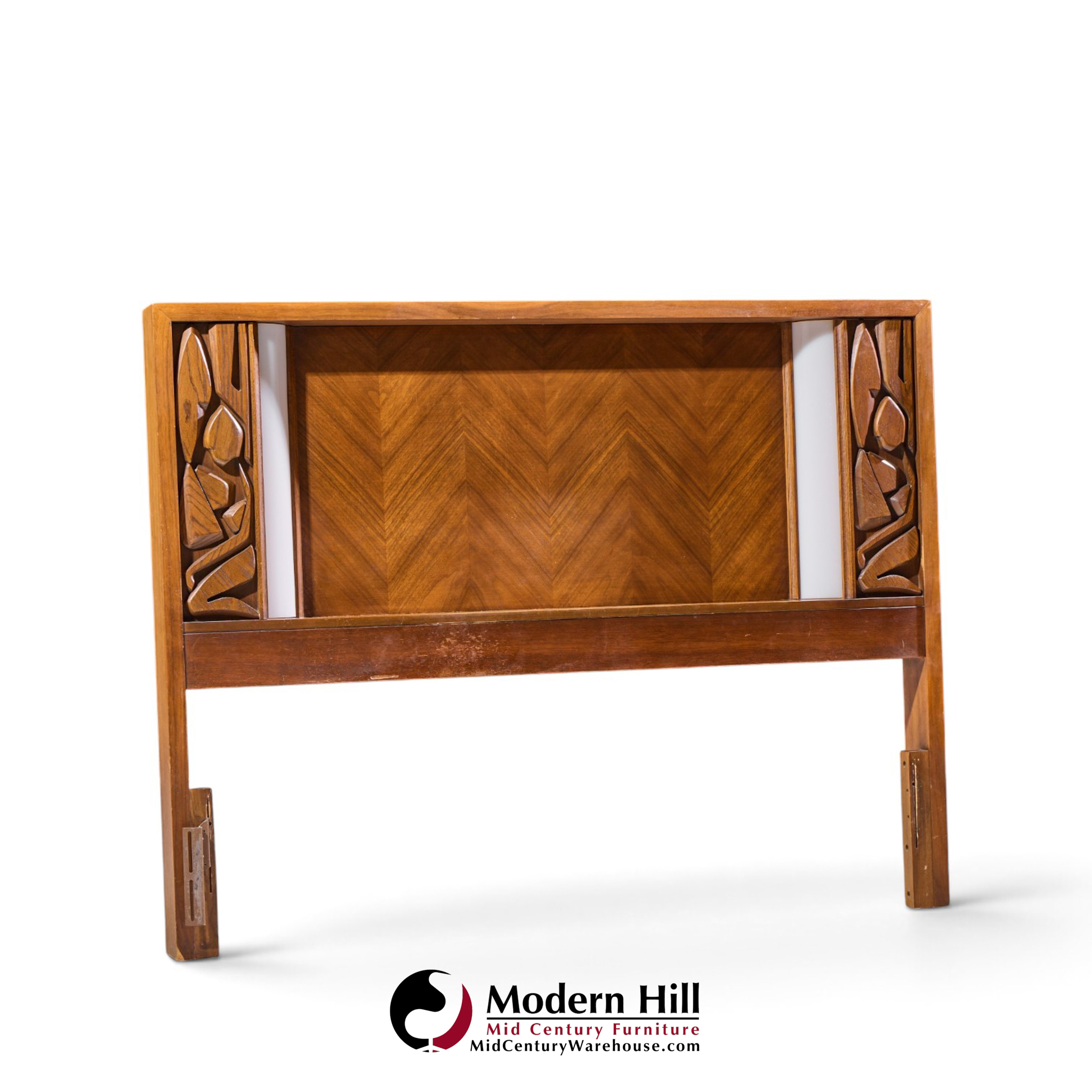 united tiki brutalist mid century walnut queen headboard