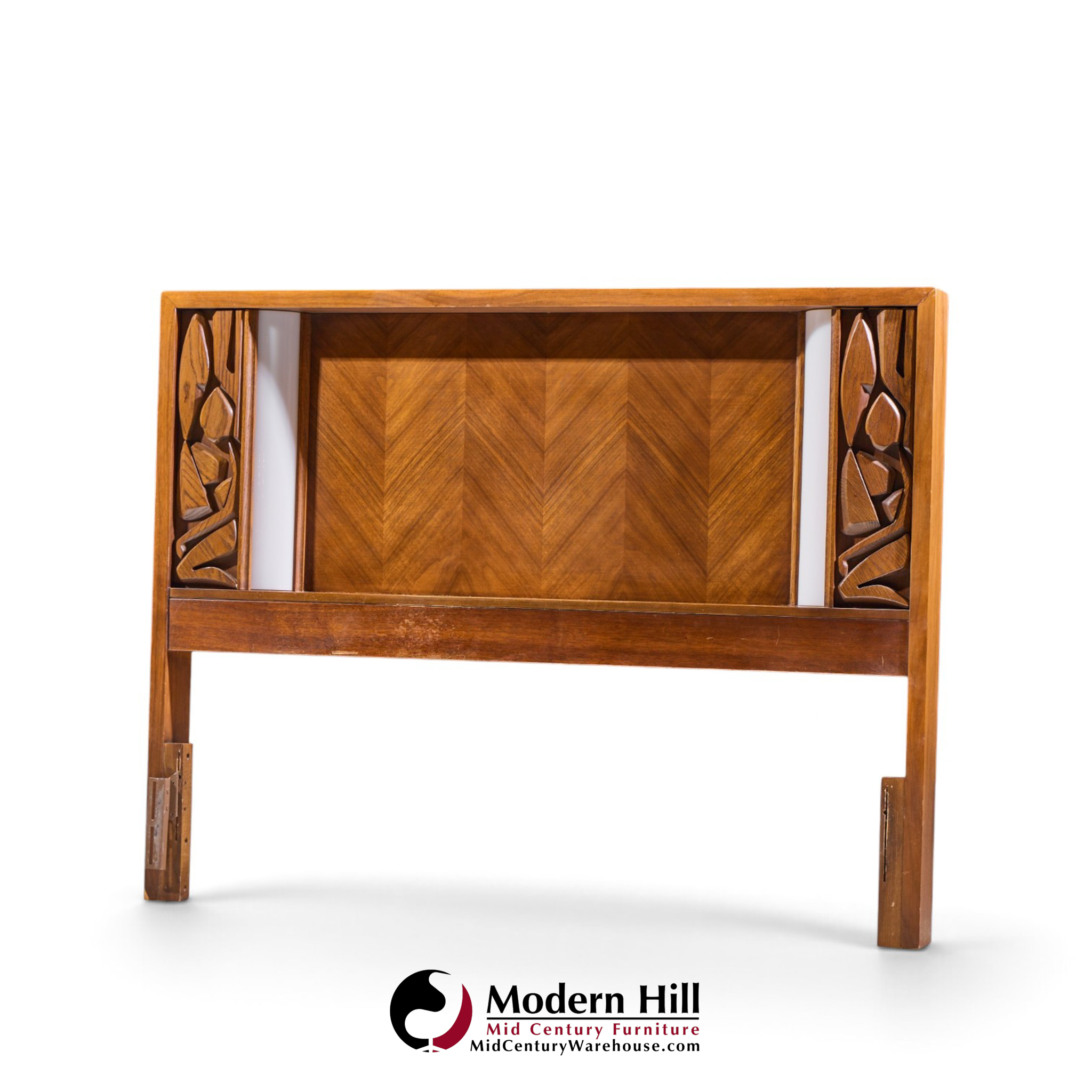 united tiki brutalist mid century walnut queen headboard