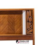 united tiki brutalist mid century walnut queen headboard