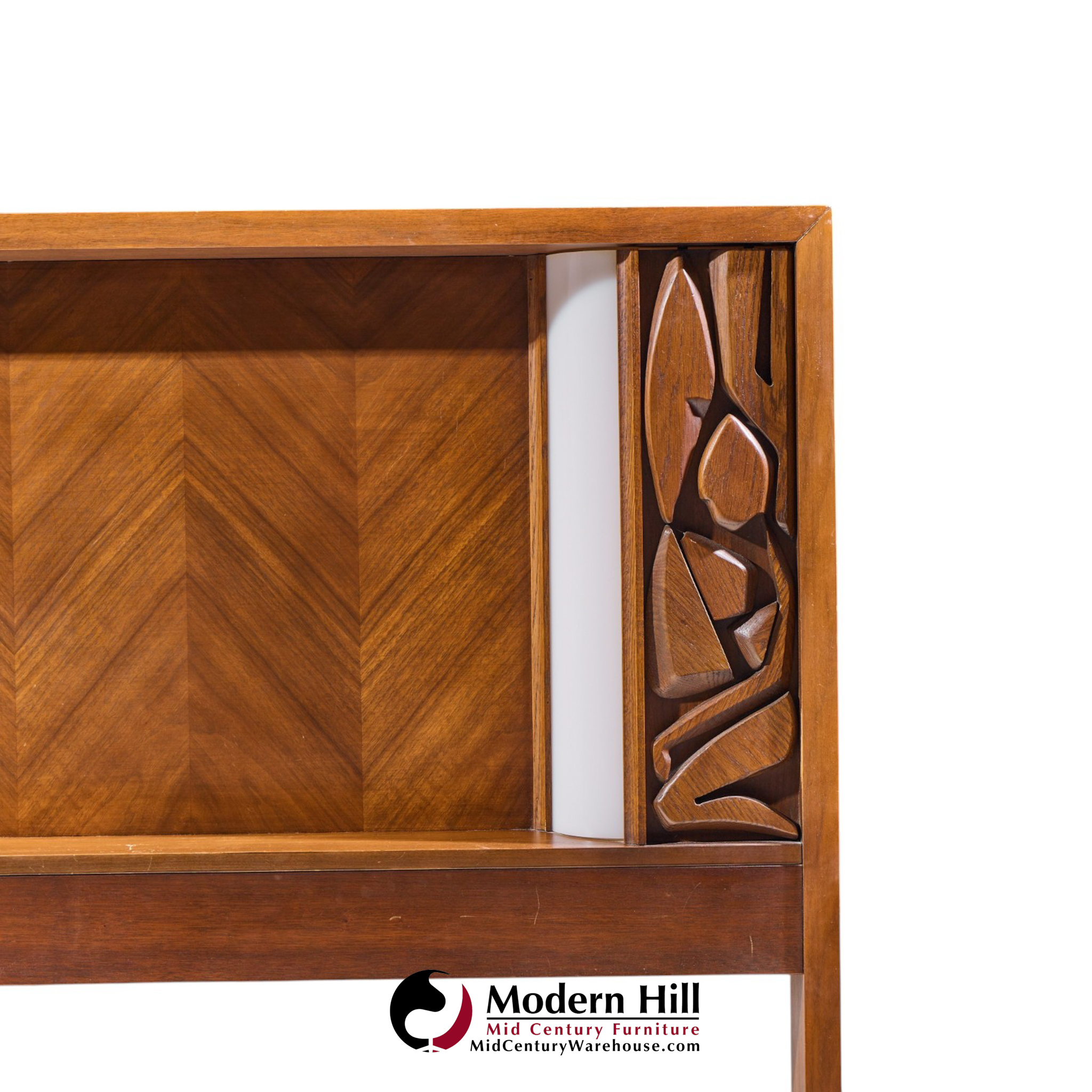 united tiki brutalist mid century walnut queen headboard