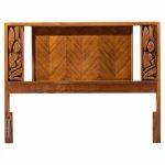 united tiki brutalist mid century walnut queen headboard
