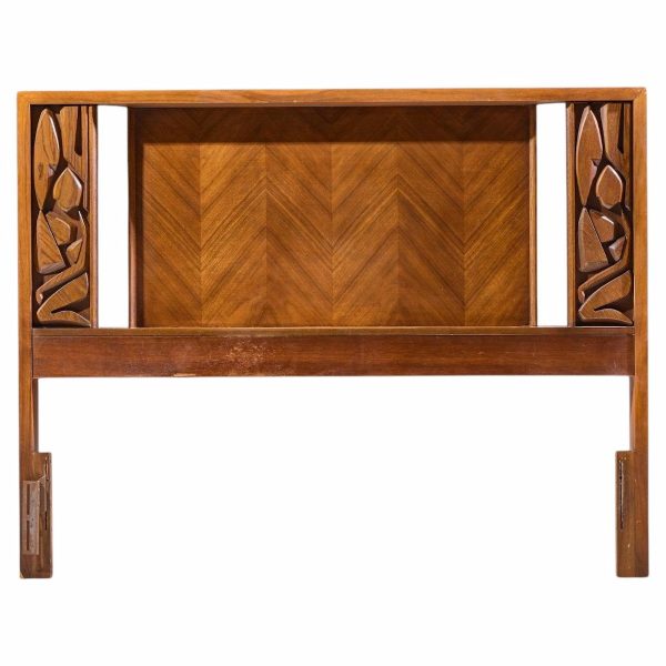 united tiki brutalist mid century walnut queen headboard