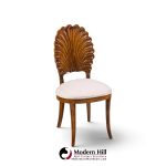 venetian grotto hollywood regency style scalloped shell back dining chairs - pair