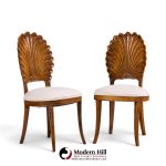 venetian grotto hollywood regency style scalloped shell back dining chairs - pair