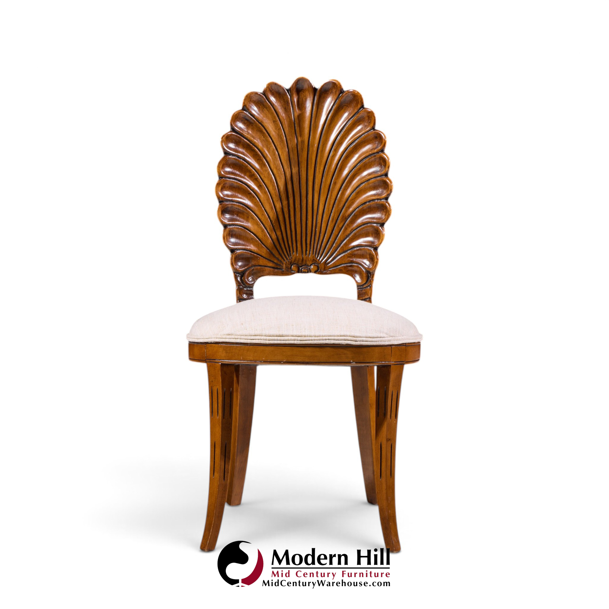venetian grotto hollywood regency style scalloped shell back dining chairs - pair