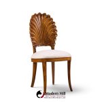 venetian grotto hollywood regency style scalloped shell back dining chairs - pair