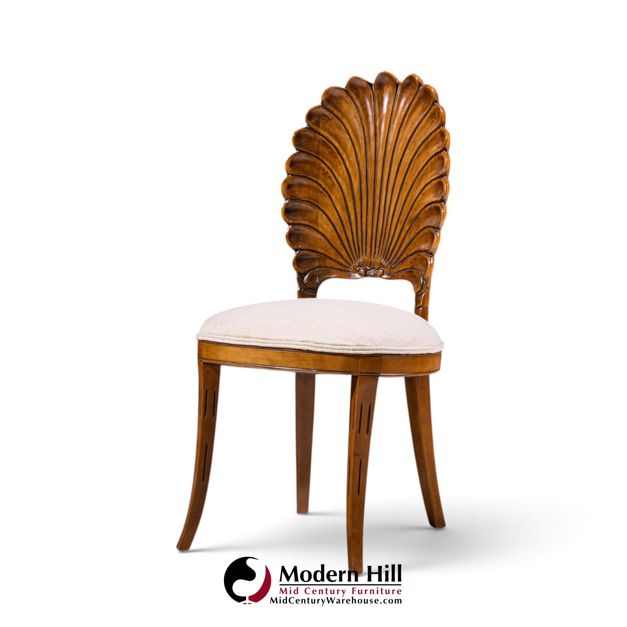 venetian grotto hollywood regency style scalloped shell back dining chairs - pair