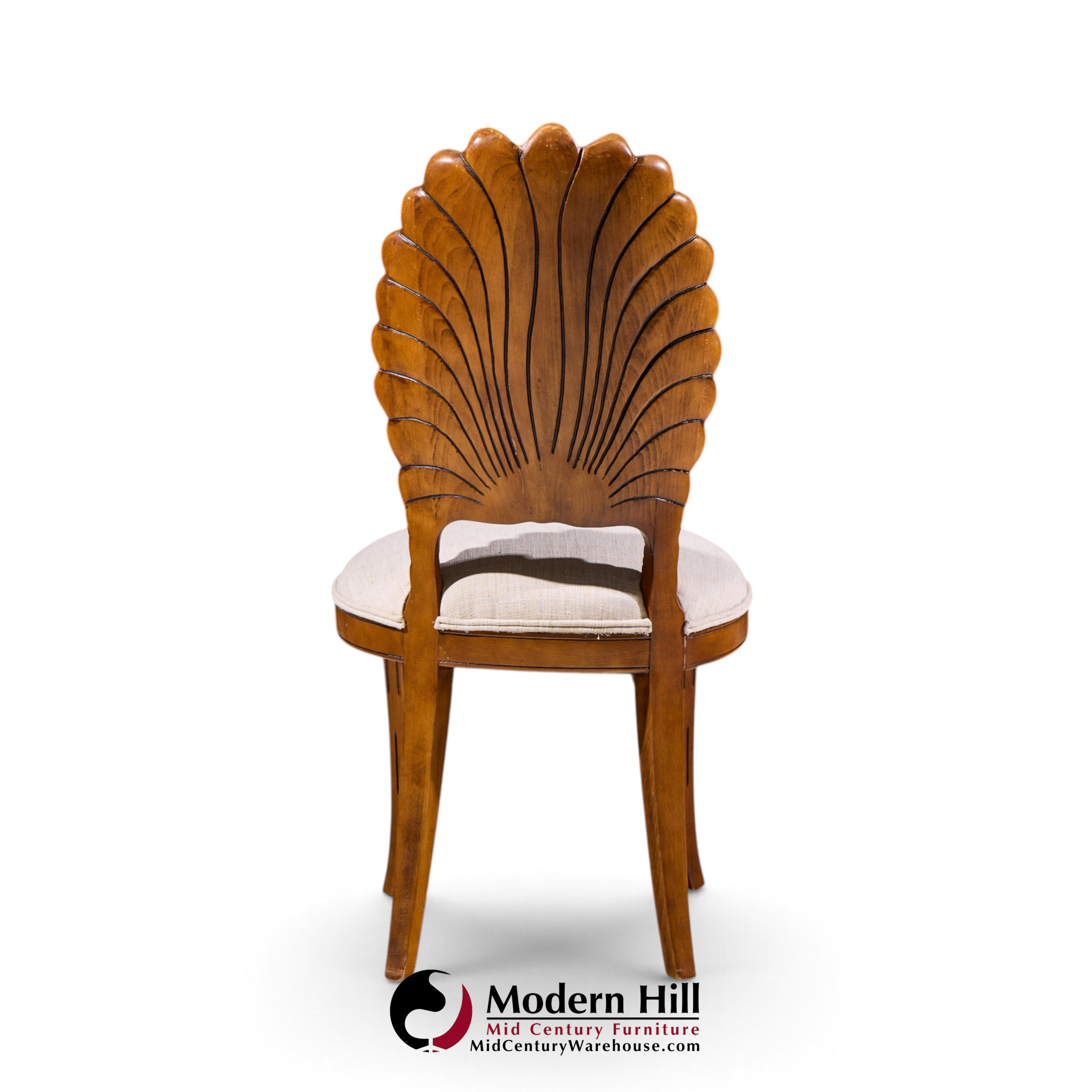 venetian grotto hollywood regency style scalloped shell back dining chairs - pair