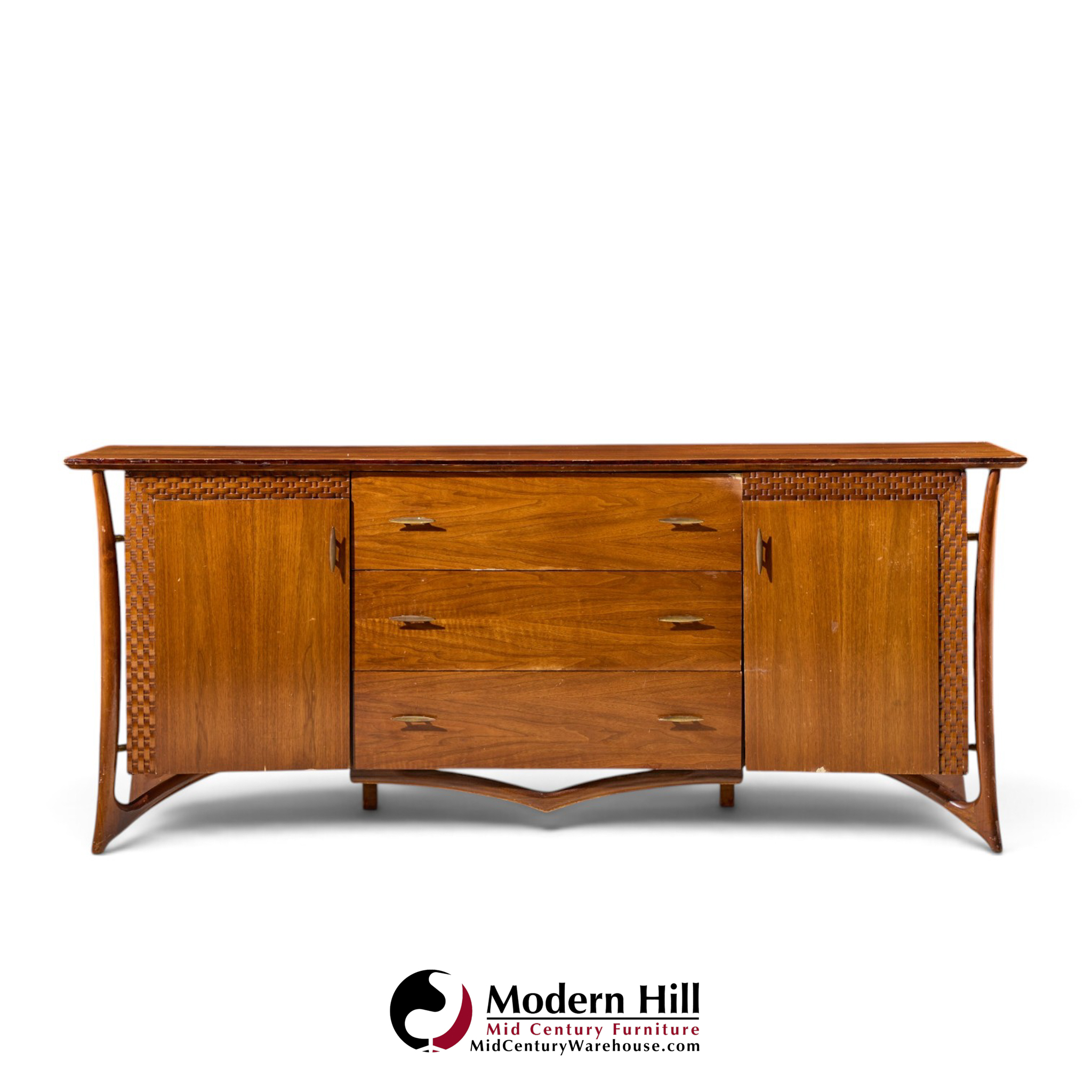 vladimir kagan style mid century sculptural walnut lowboy dresser