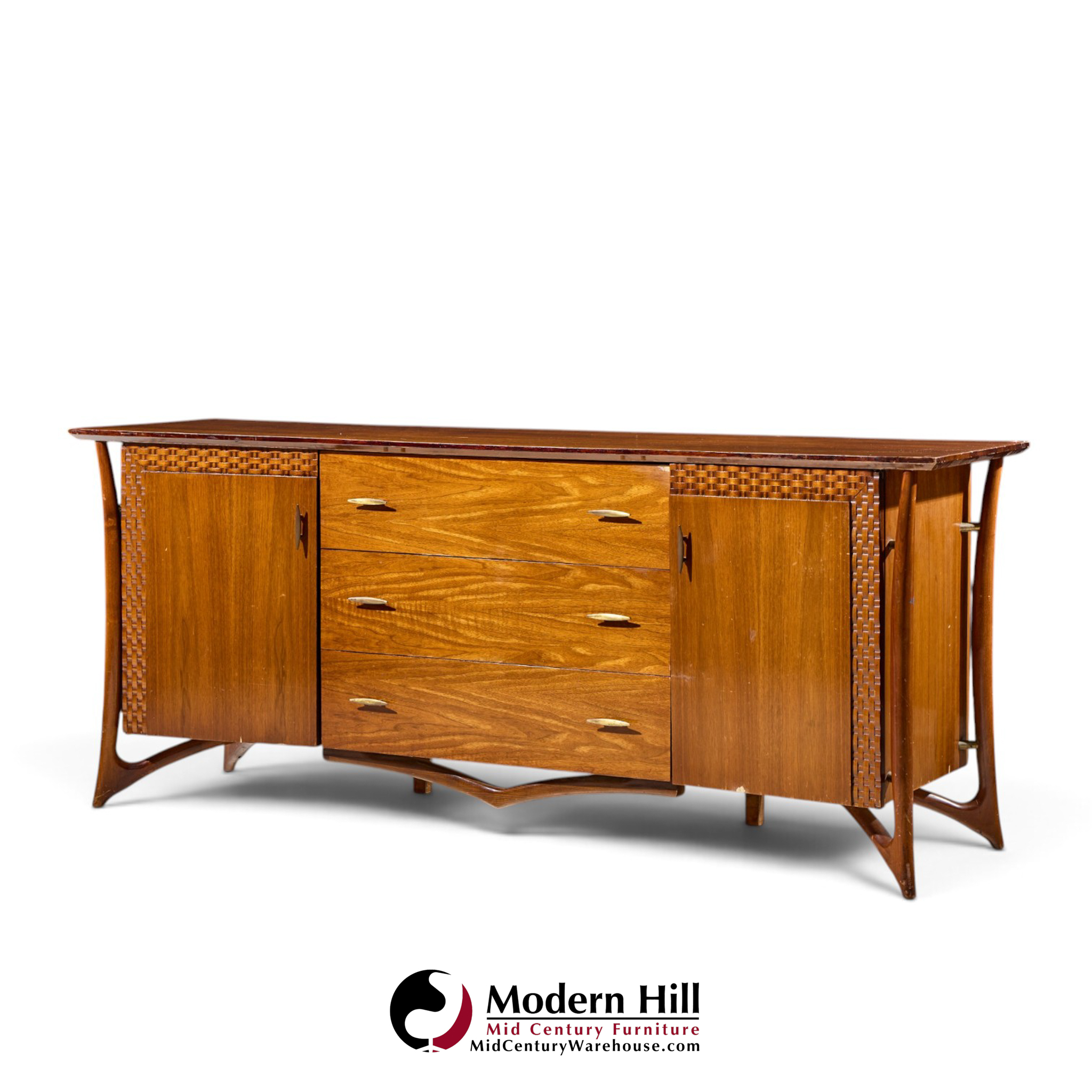 vladimir kagan style mid century sculptural walnut lowboy dresser