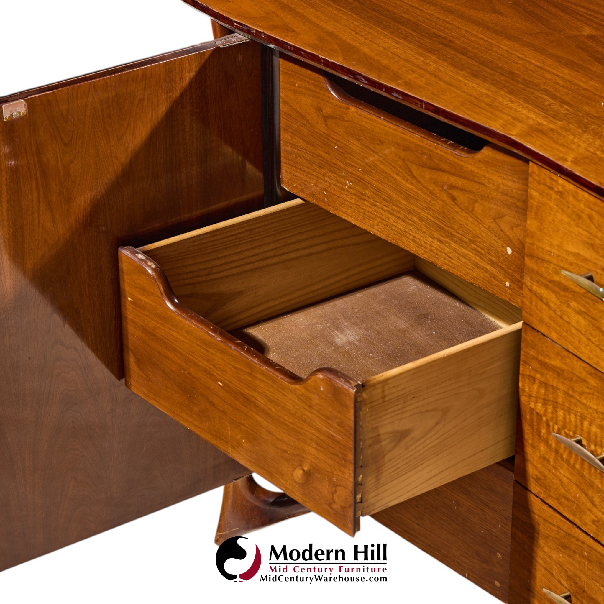 vladimir kagan style mid century sculptural walnut lowboy dresser