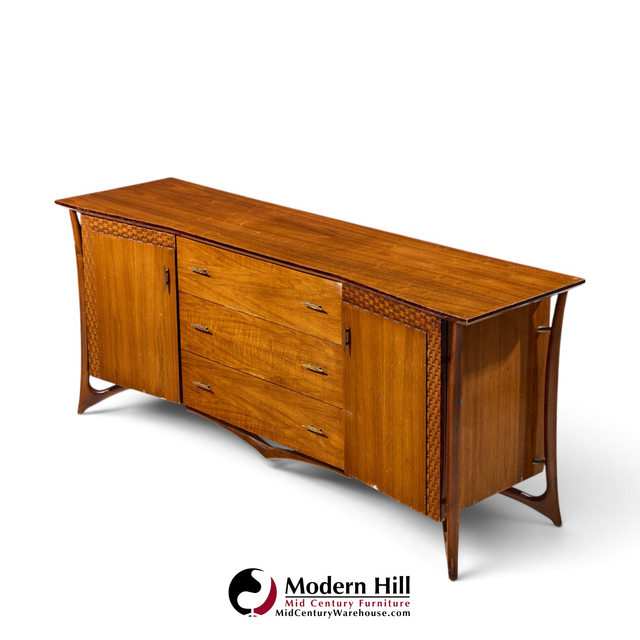 vladimir kagan style mid century sculptural walnut lowboy dresser