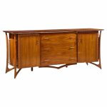 vladimir kagan style mid century sculptural walnut lowboy dresser
