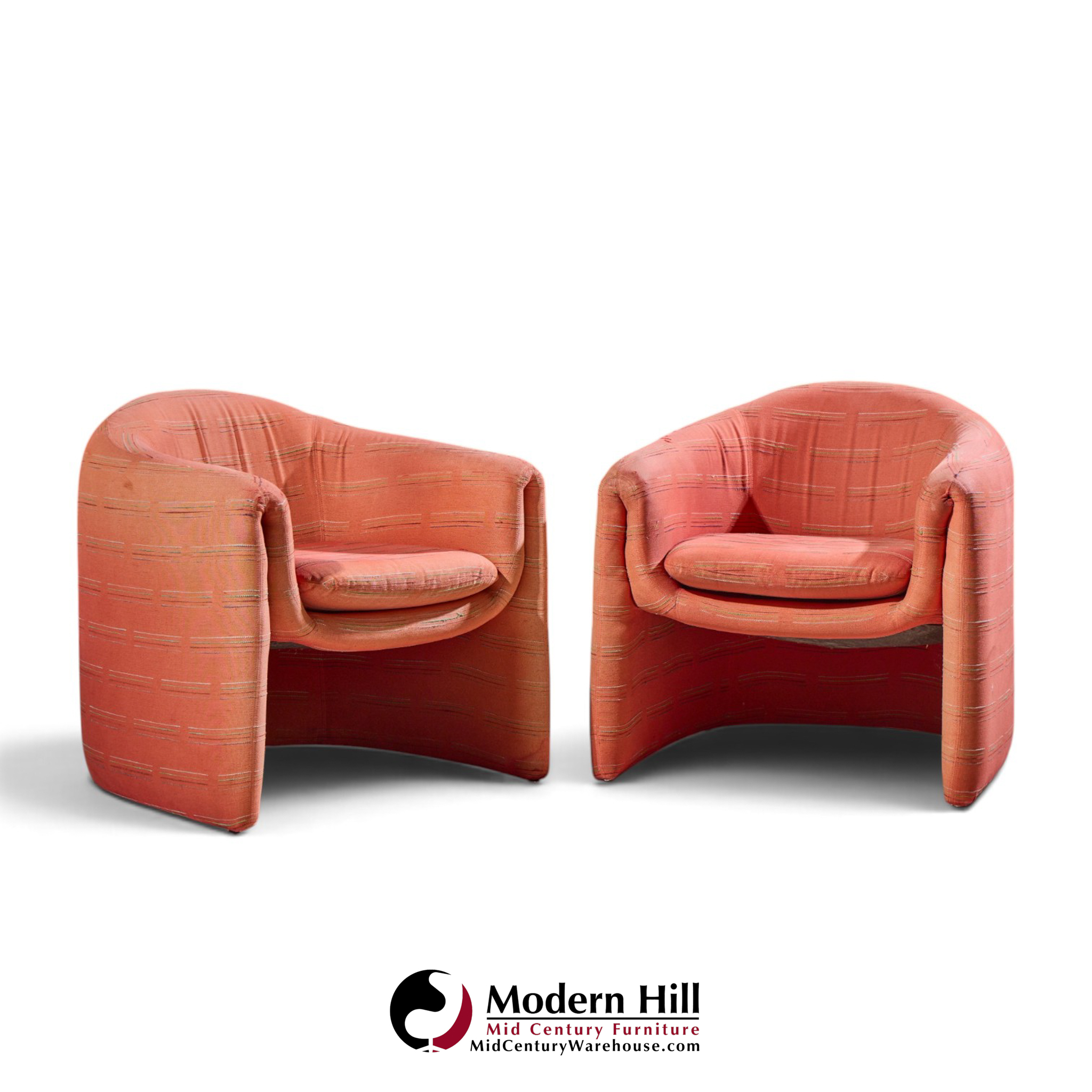 vladimir kagan for preview mid century lounge chairs - pair
