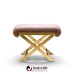 warren lloyd for weiman mid century brass x base stools - pair