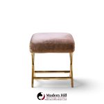 warren lloyd for weiman mid century brass x base stools - pair