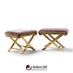 warren lloyd for weiman mid century brass x base stools - pair