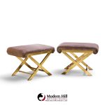 warren lloyd for weiman mid century brass x base stools - pair