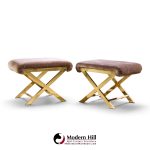 warren lloyd for weiman mid century brass x base stools - pair