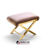 warren lloyd for weiman mid century brass x base stools - pair