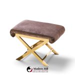 warren lloyd for weiman mid century brass x base stools - pair