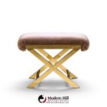 warren lloyd for weiman mid century brass x base stools - pair