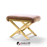 warren lloyd for weiman mid century brass x base stools - pair