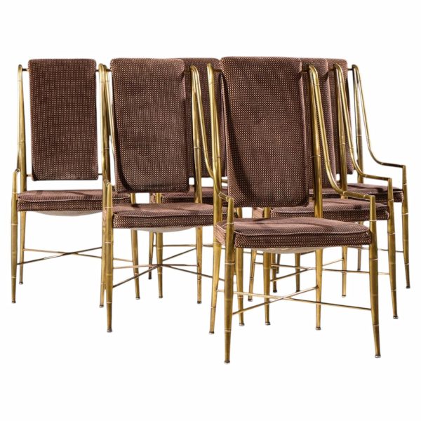 weiman warren lloyd for mastercraft imperial mid century brass dining chairs - set of 6