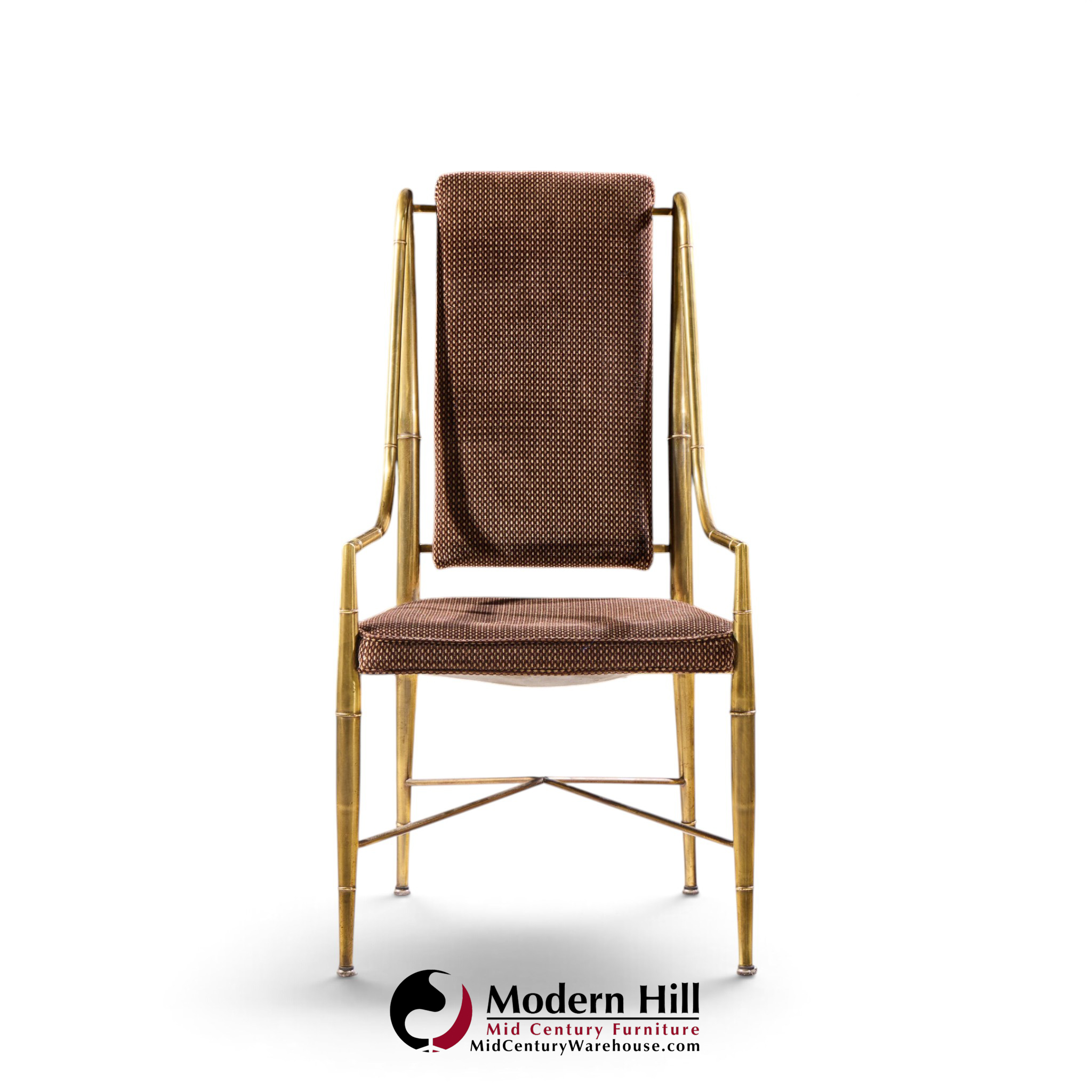 weiman warren lloyd for mastercraft imperial mid century brass dining chairs - set of 6