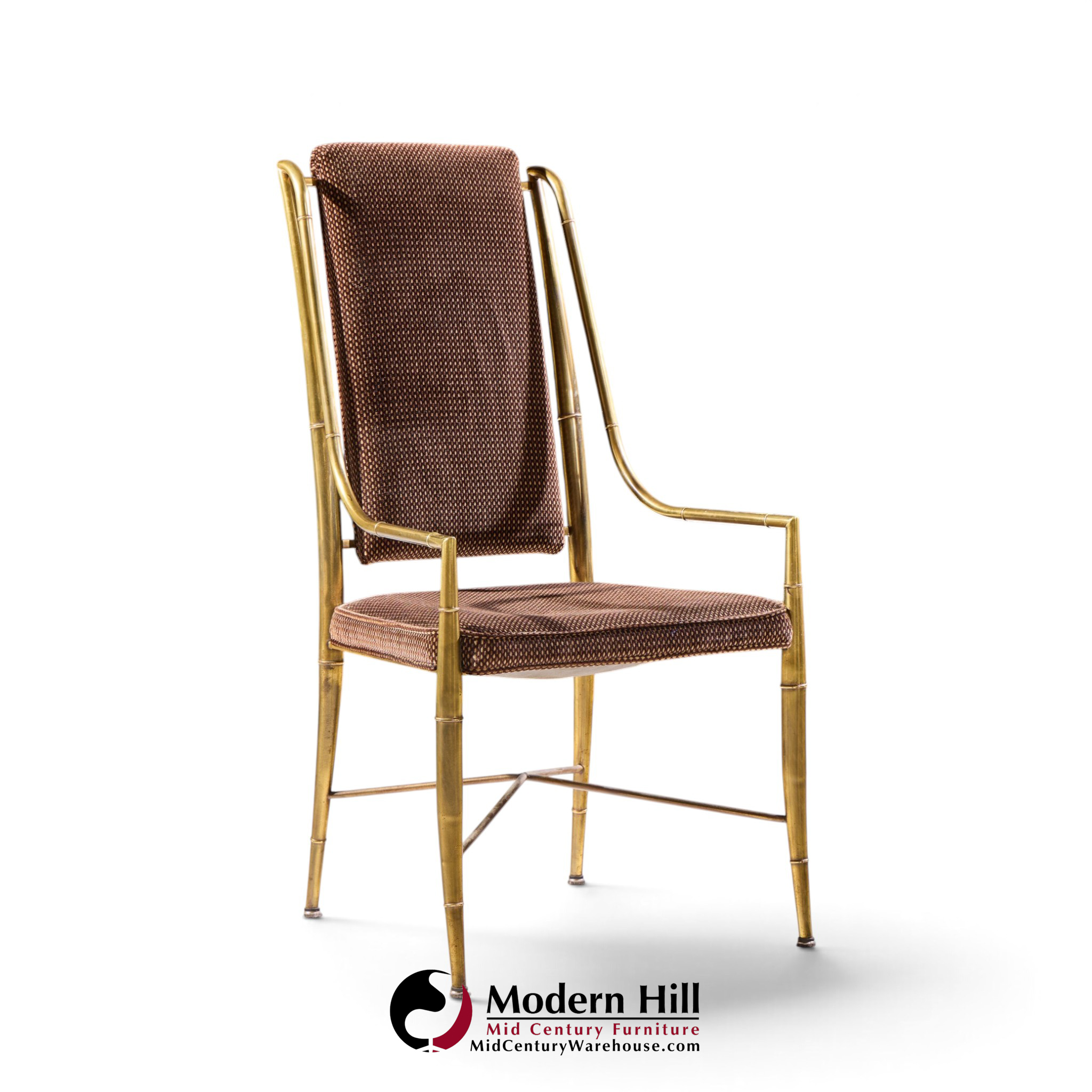 weiman warren lloyd for mastercraft imperial mid century brass dining chairs - set of 6