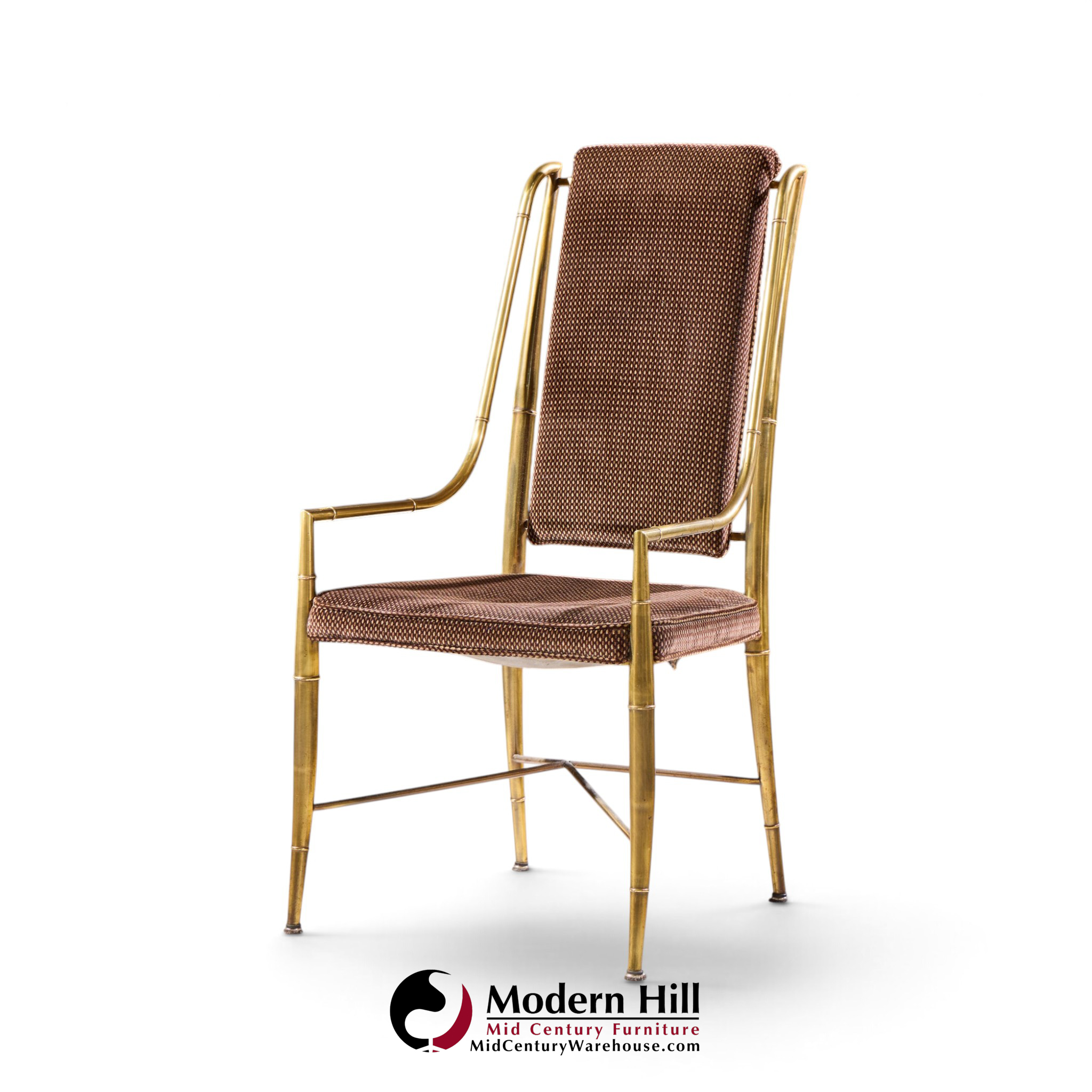 weiman warren lloyd for mastercraft imperial mid century brass dining chairs - set of 6