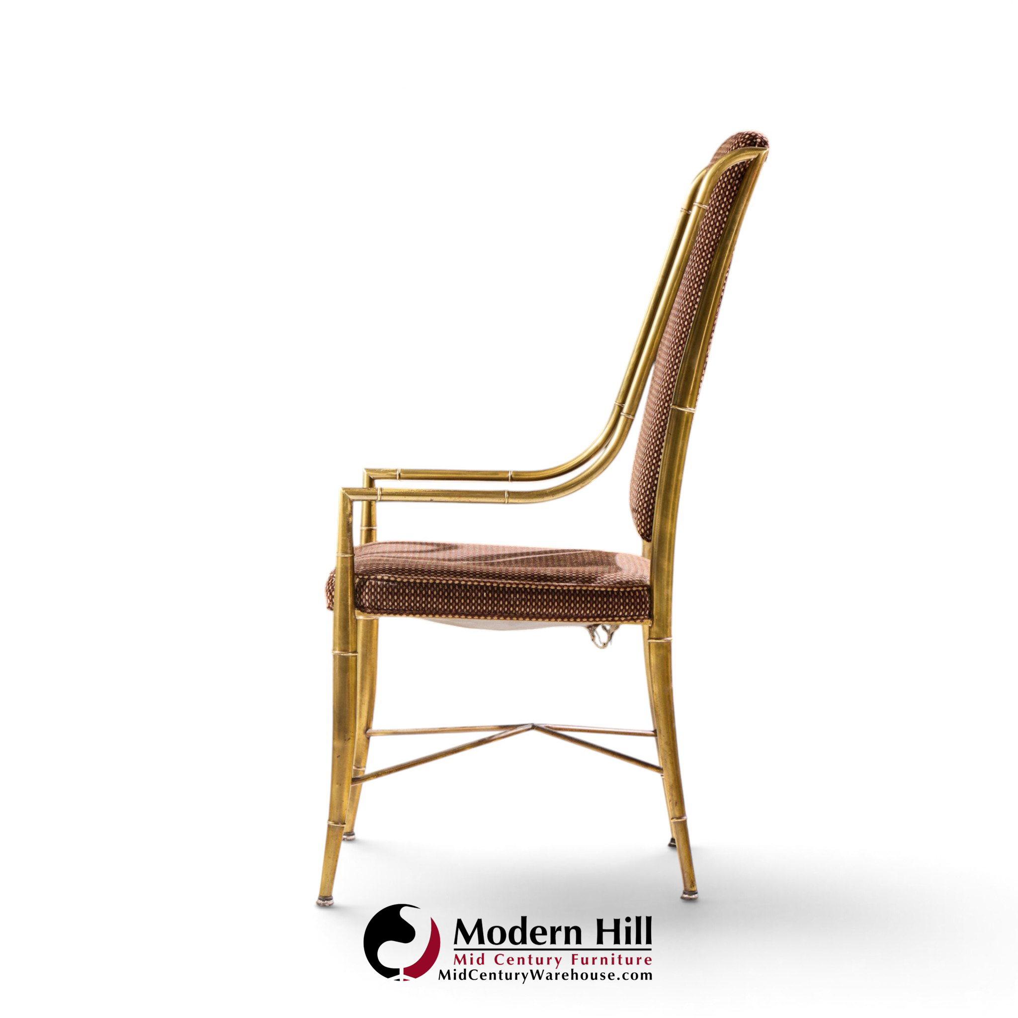 weiman warren lloyd for mastercraft imperial mid century brass dining chairs - set of 6