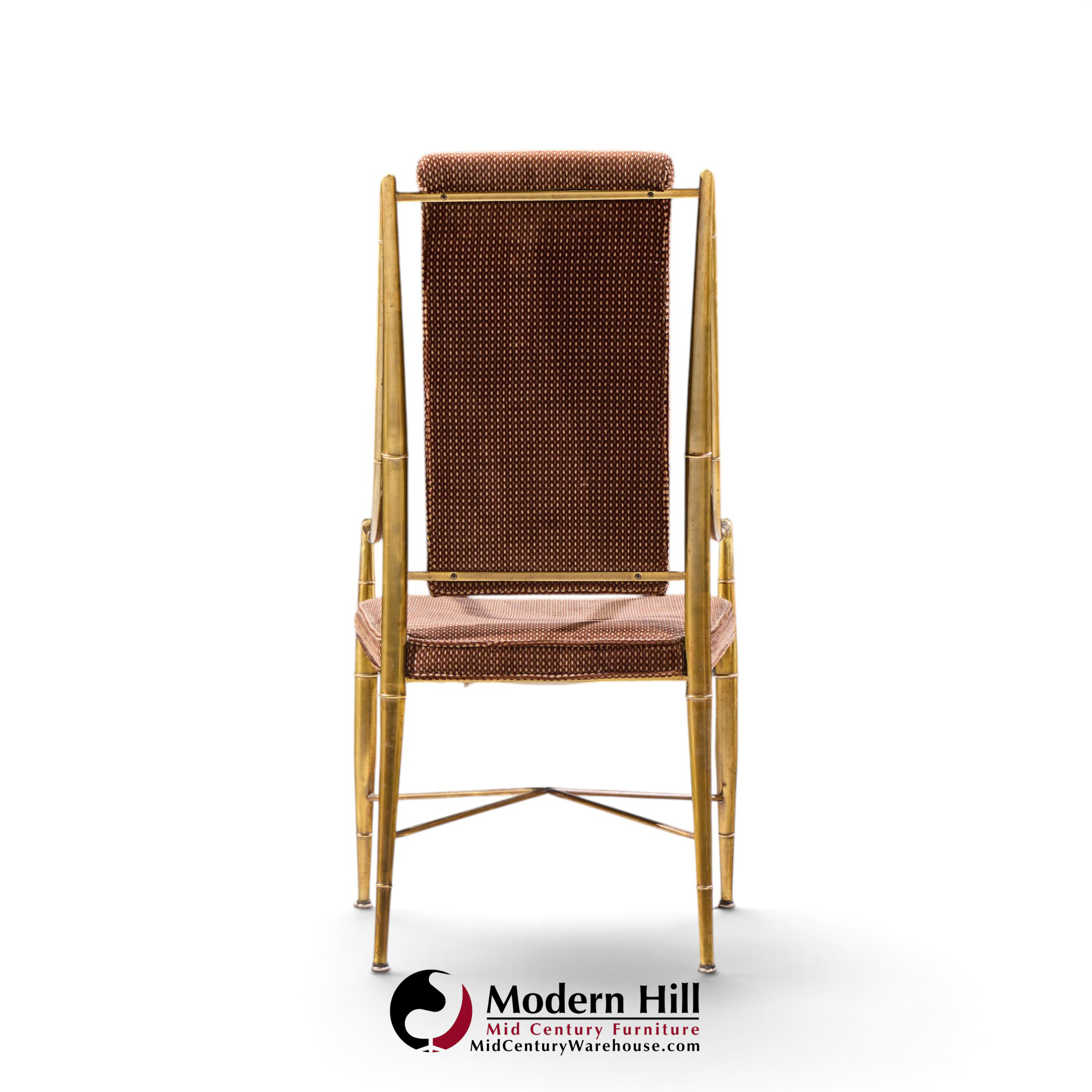 weiman warren lloyd for mastercraft imperial mid century brass dining chairs - set of 6