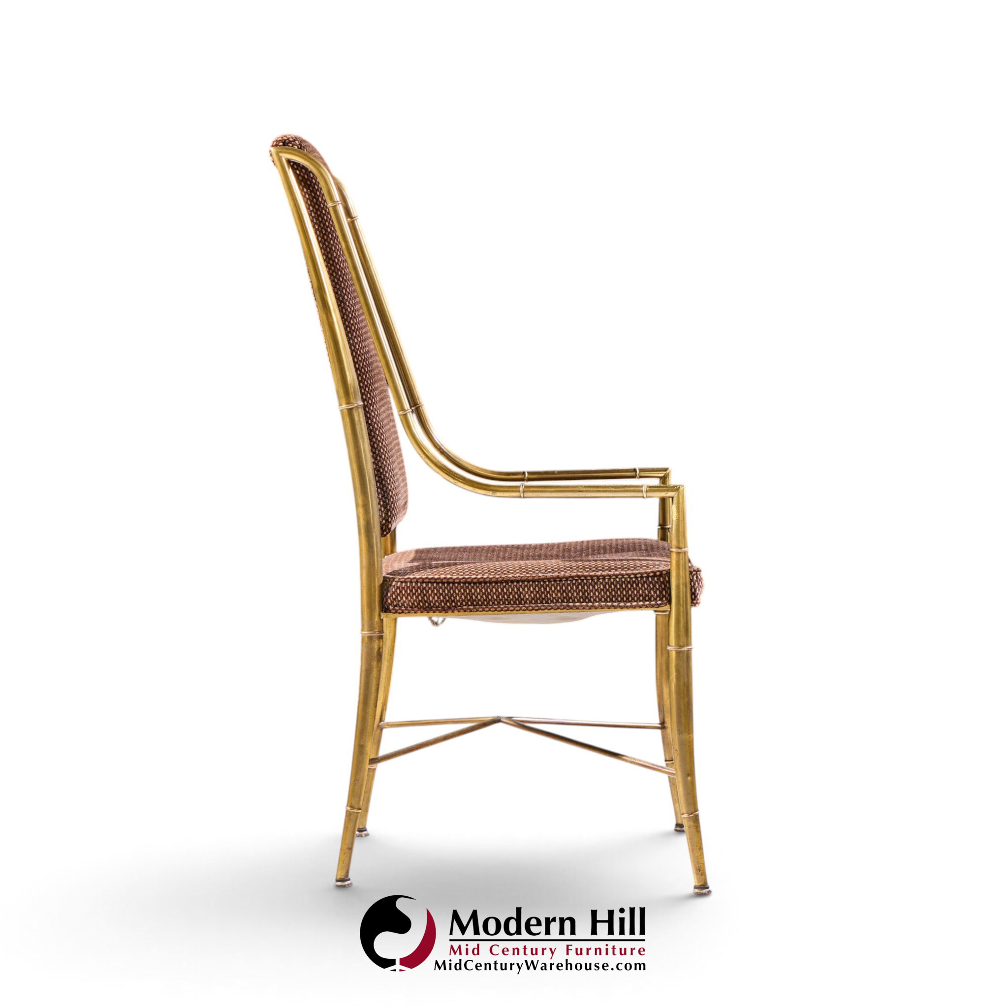 weiman warren lloyd for mastercraft imperial mid century brass dining chairs - set of 6