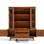 young manufacturing walnut curved credenza and hutch