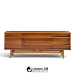 young manufacturing walnut curved credenza and hutch