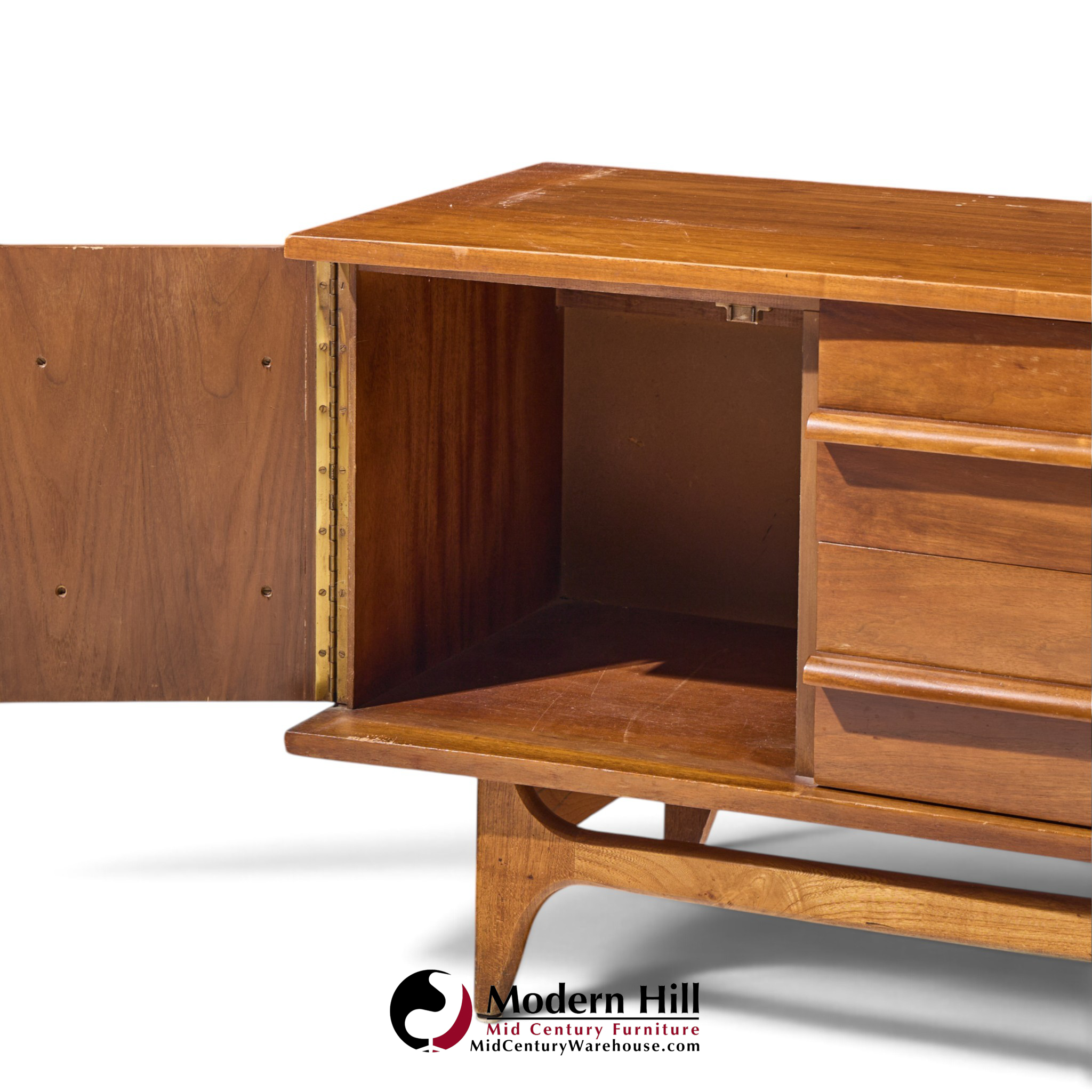 young manufacturing walnut curved credenza and hutch