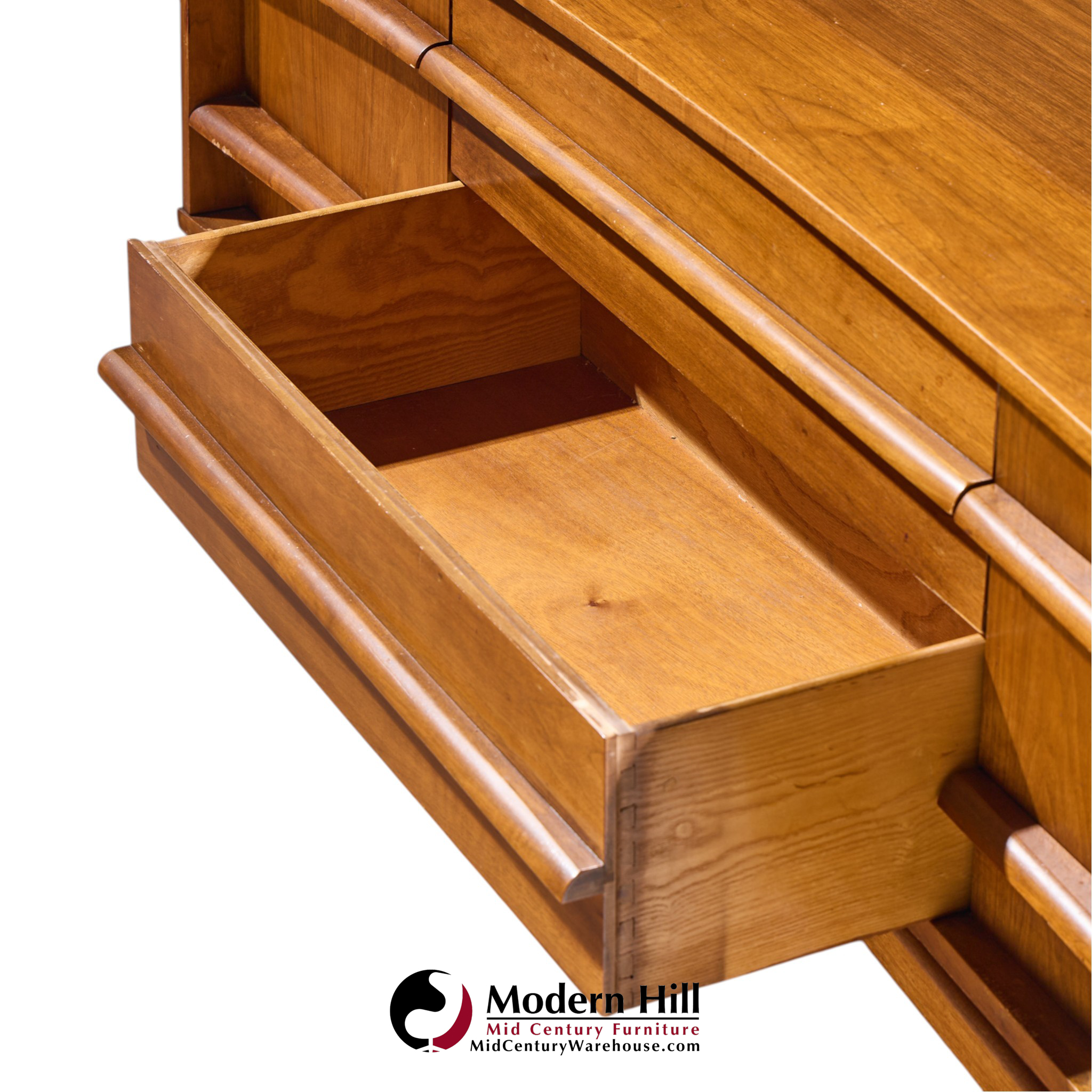 young manufacturing walnut curved credenza and hutch