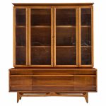 young manufacturing walnut curved credenza and hutch