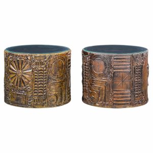 adrian pearsall for craft associates mid century 24-inch brutalist drum side end tables
