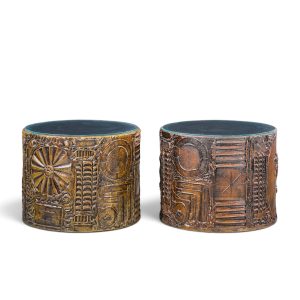 adrian pearsall for craft associates mid century 24-inch brutalist drum side end tables