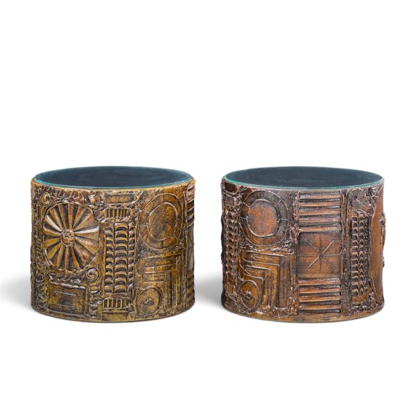 adrian pearsall for craft associates mid century 24-inch brutalist drum side end tables