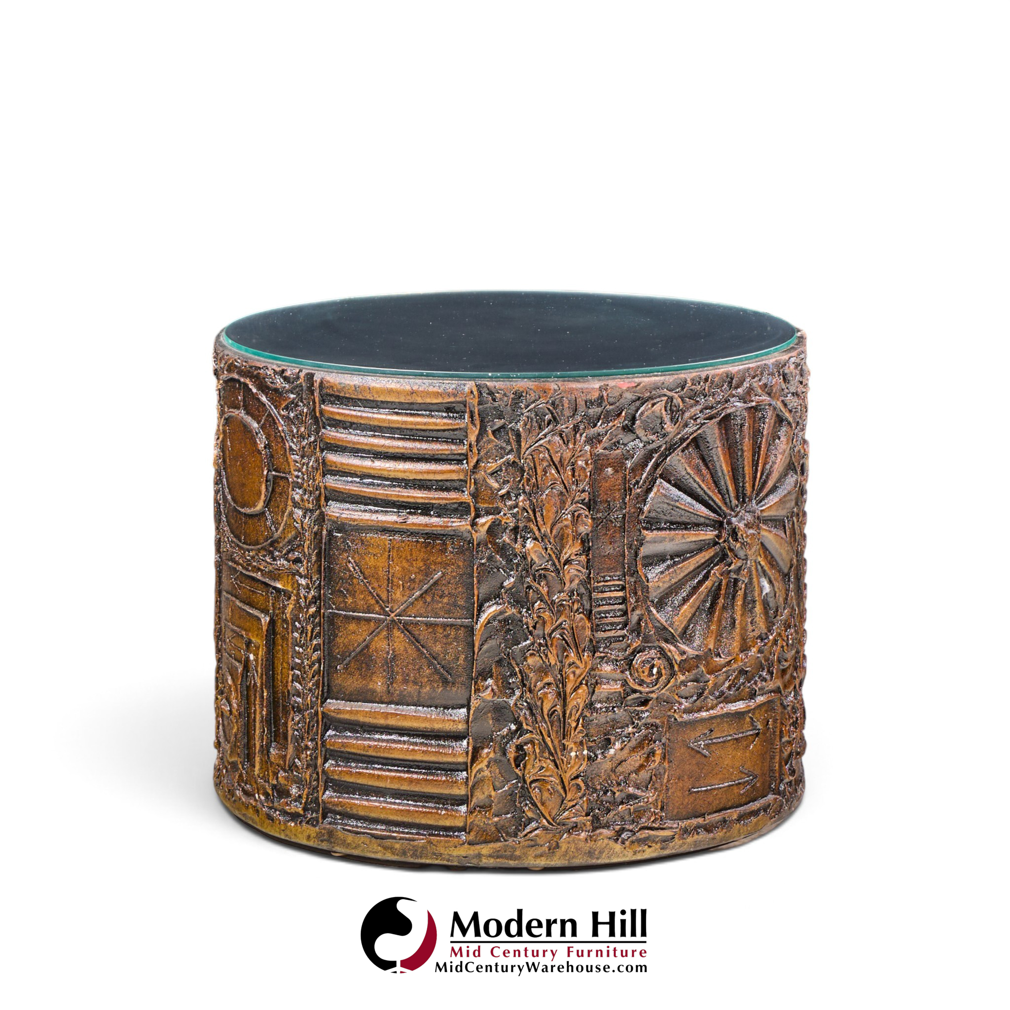adrian pearsall for craft associates mid century 24-inch brutalist drum side end tables