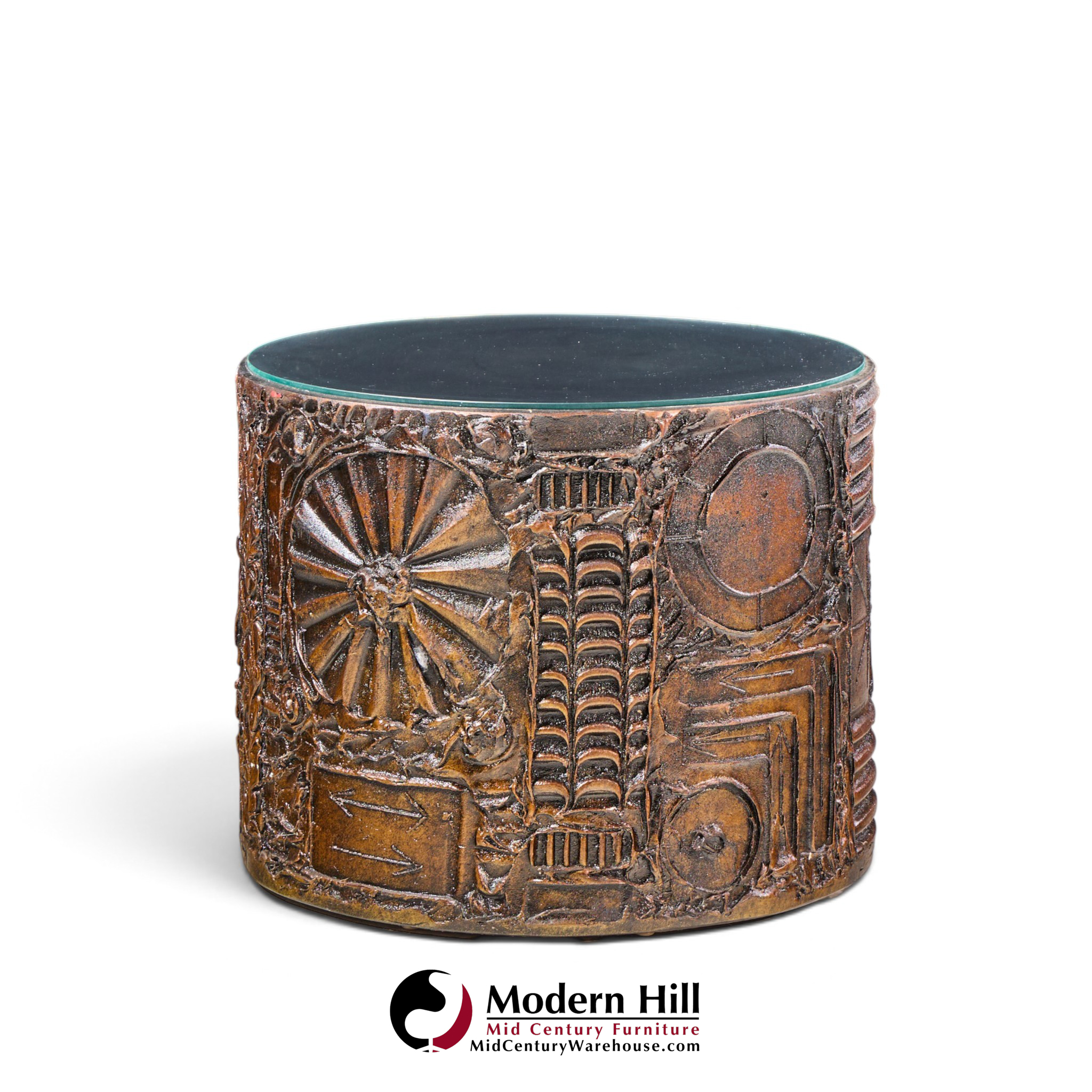 adrian pearsall for craft associates mid century 24-inch brutalist drum side end tables